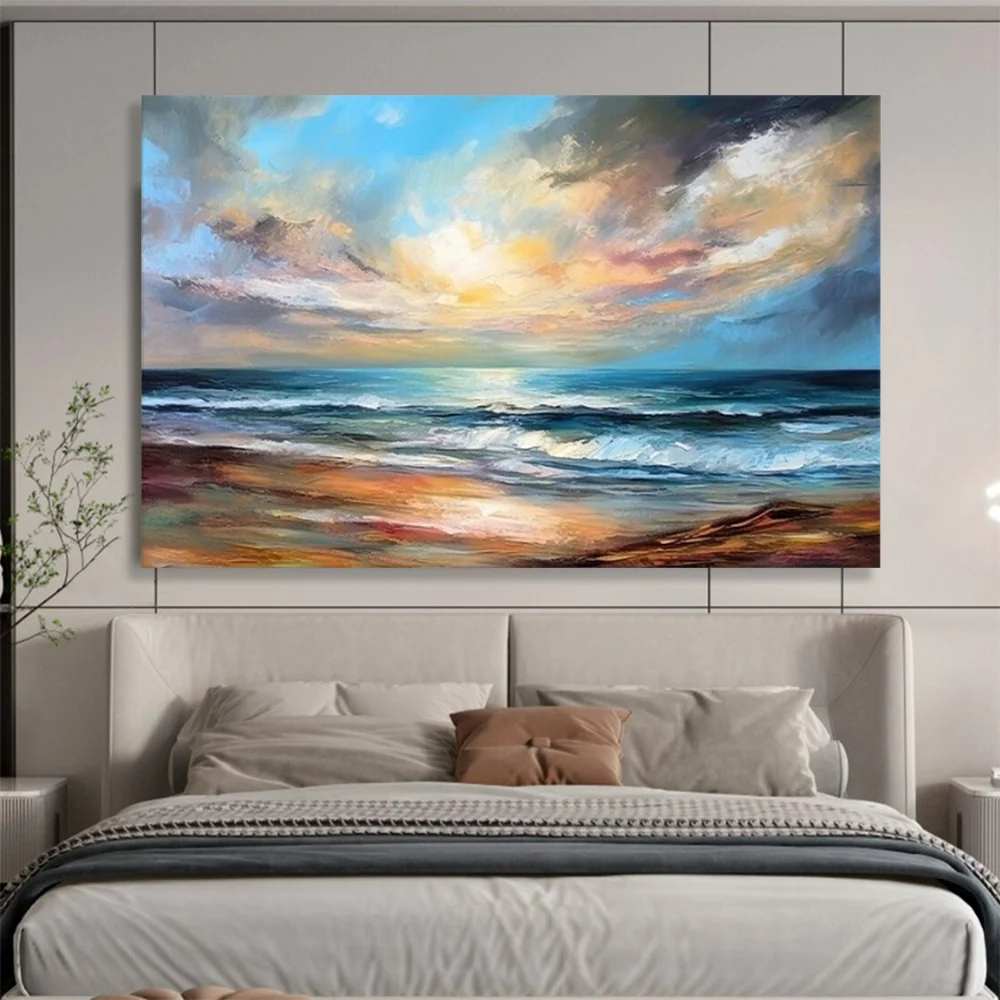 Abstract Sunset Bedroom - big canvas print for farmhouse decor
